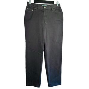 Lauren Ralph Lauren Vintage Cinched High-Waist Wide-Leg Jeans | Black | 10P